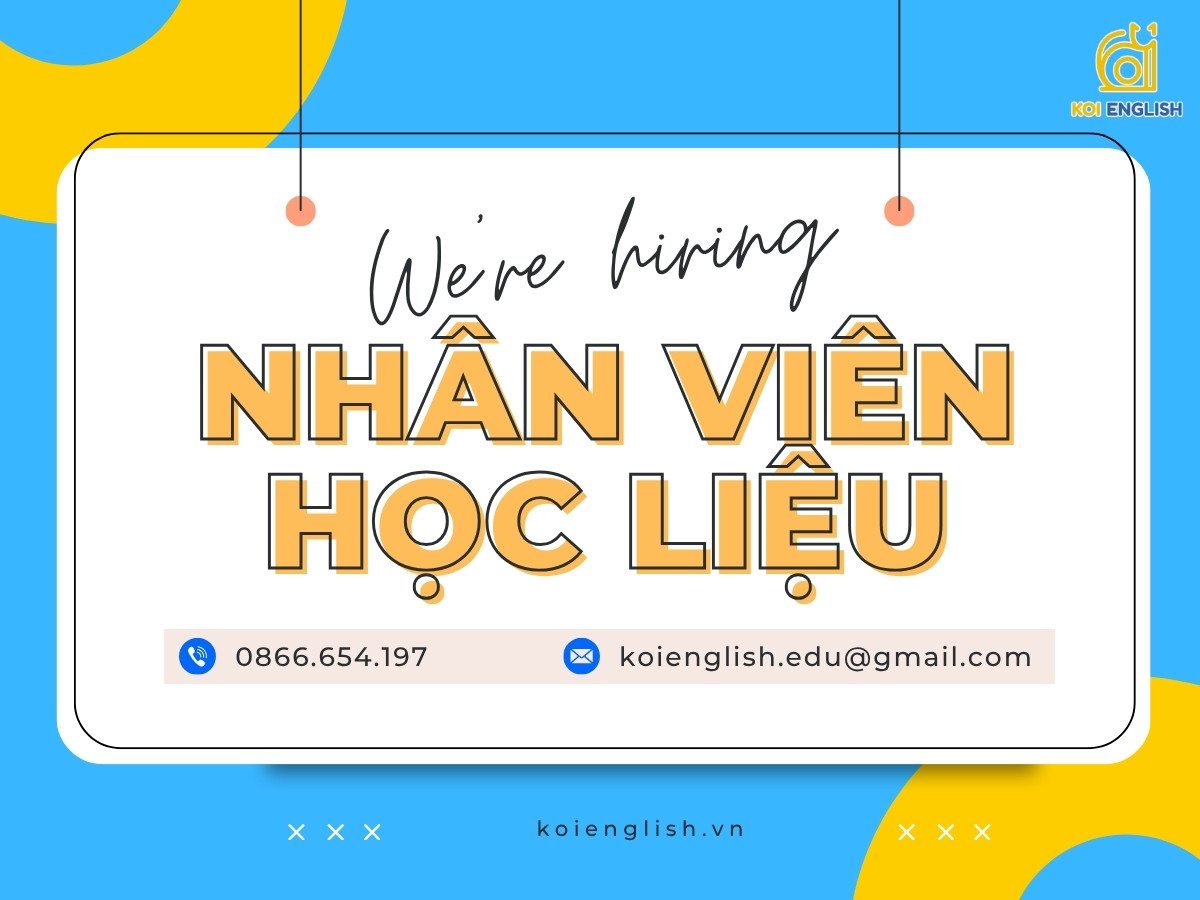 KOI English tuyển dụng Nhân viên học liệu