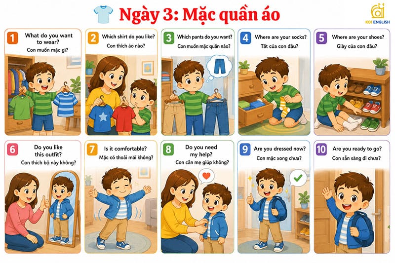 Mẫu câu giao tiếp tiếng Anh cùng con 