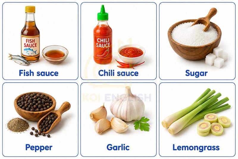 Từ vựng tiếng Anh về các loại gia vị