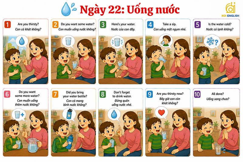 Mẫu câu giao tiếp tiếng Anh cùng con tại nhà